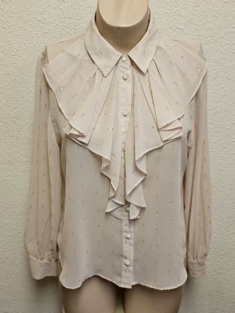 ZARA Elegante Chiffonbluse mit Volants & Goldfäden Gr. L