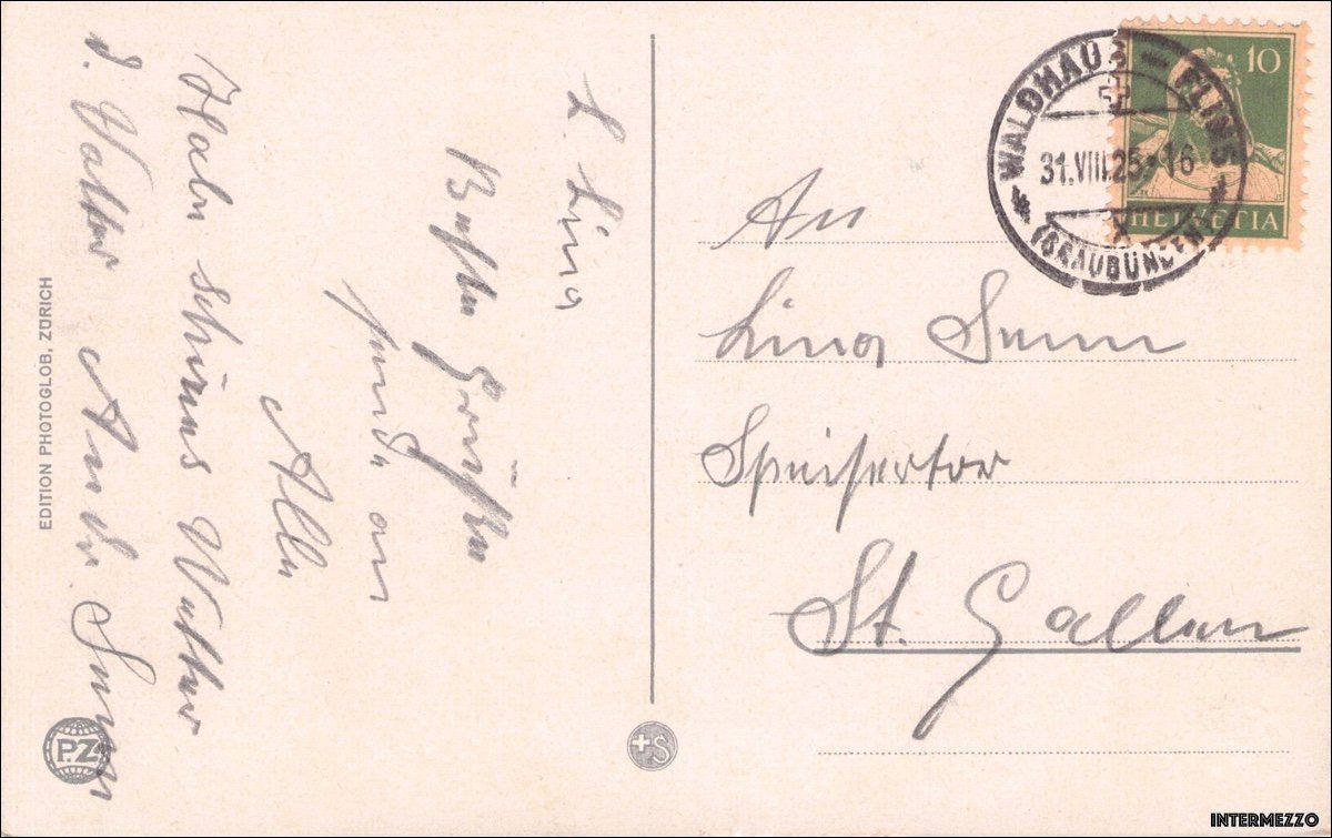 Cartoline postali: Flims Waldhaus GR // 1925 Caumasee mit Insel – Usato da Basel venduto da intermezzo12 1