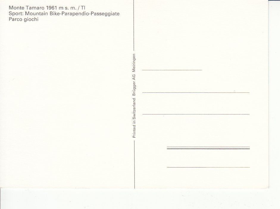 Cartoline postali: Monte Tamaro Sport um 1995 – Usato da Bürglen TG venduto da StampGraf 1
