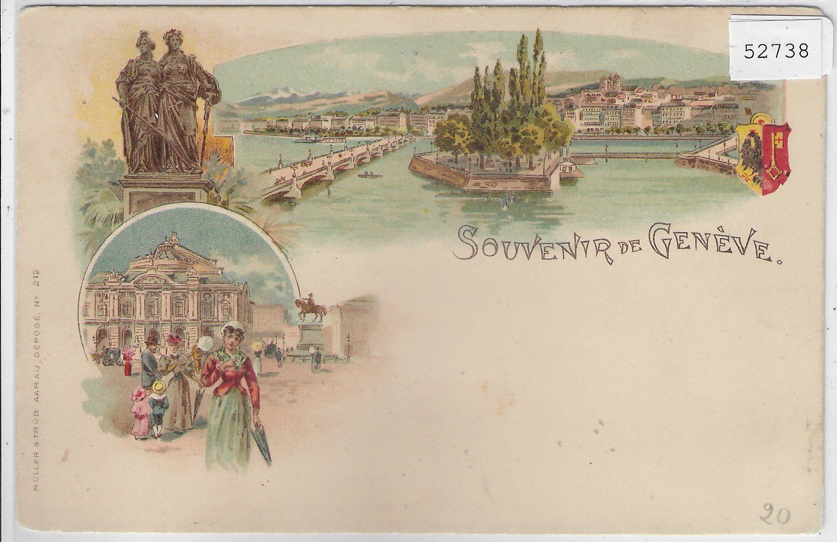 Cartoline postali: Souvenir de Geneve - Litho – Usato da Ettingen venduto da Kartenplanet