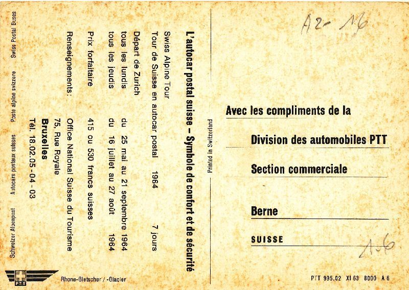 Cartoline postali: Rhonegletscher - Postauto + 1964 – Usato da Emmenbrücke venduto da teestube 1