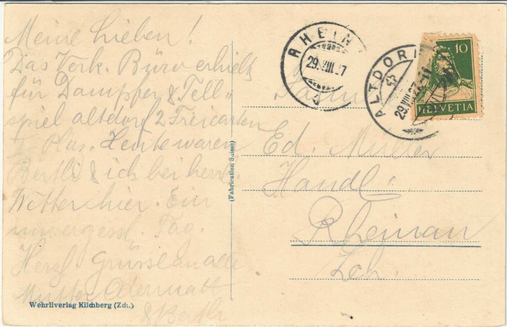 Cartoline postali: Tell's Sprung - Künstler: E. Stückelberg – Usato da Ettingen venduto da Kartenplanet 1