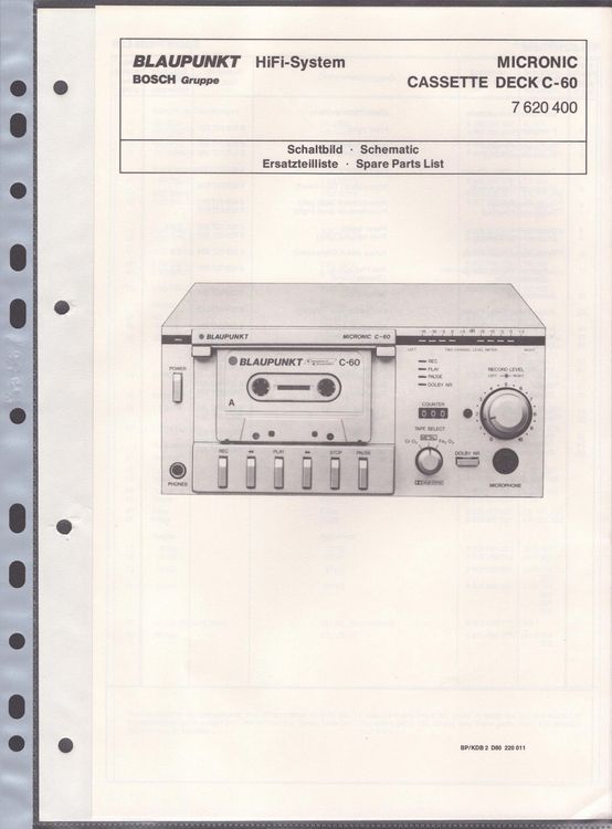 BLAUPUNKT Micronic Cassette Deck C-60 | Kaufen Auf Ricardo