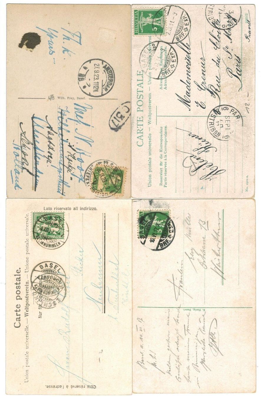 Cartoline postali: 4 AK Basel 1902 - 1923 – Usato da Zürich venduto da Tolima194 1