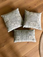 Zierkissen 3er Set aquagrün/beige gemustert