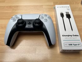 PS5 DualSense Controller + Ladekabel, Top!