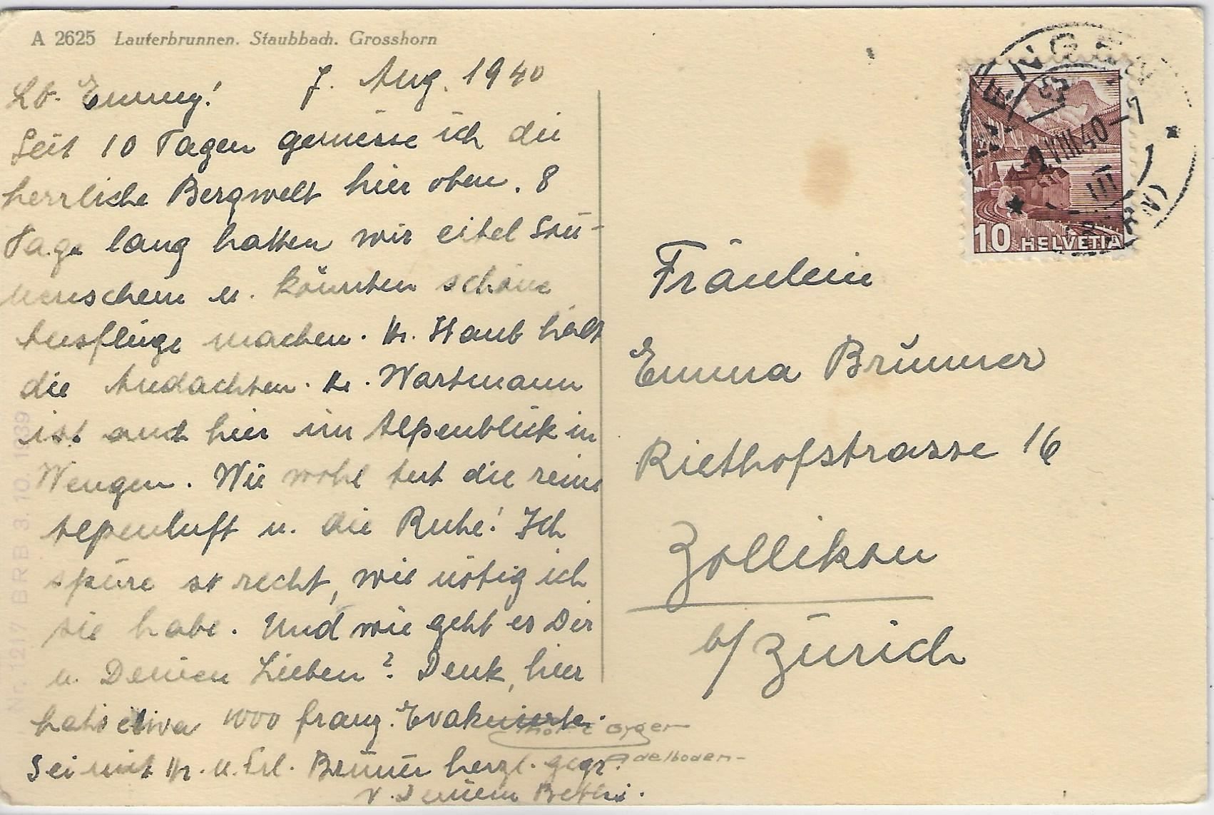 Cartoline postali: Lauterbrunnen mit Staubbach - Litho – Usato da Ettingen venduto da Kartenplanet 1