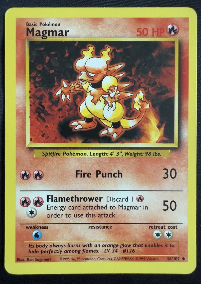 Pokémon Carte collezionabili: Magmar Pokemon Base Set - 36/102 – Usato da Winterthur venduto da SiddyPokemon