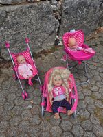 Puppen-Set mit Kinderwagen, Schaukel und Hochstuhl