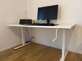 IKEA Sitz-/Steh-Schreibtisch 160x80, weiss, mit Kurbel