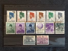 Timbres Indonésie lot divers 13 pièces bonne condition