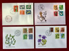 Pro Juventute Ersttagsbriefe FDC 1962, 1970, 1974, 1975