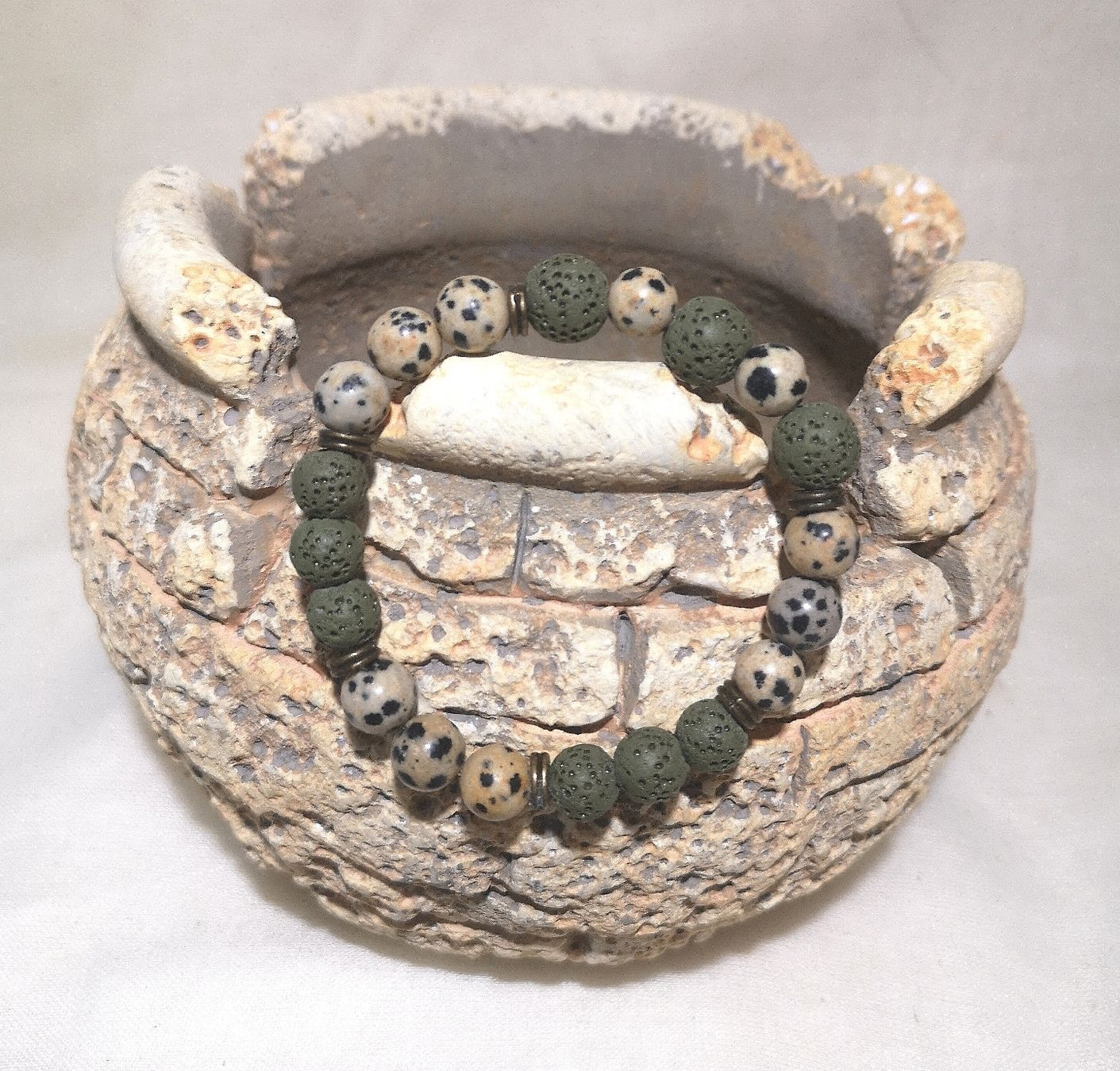Bracciali & Braccialetti: Lava-Dalmatiner Jaspis Armk. - Spendenaktion – Nuovo (secondo la descrizione) da Unterkulm venduto da Nachtigall 7