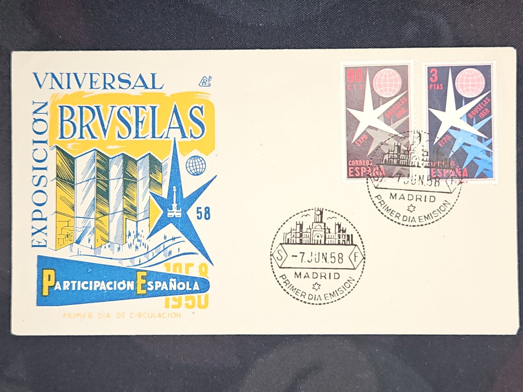 Alle Briefmarken: CL25 Enveloppe + Timbre Espagne 1958 – Gebraucht aus Cousset von Patrick_Collections