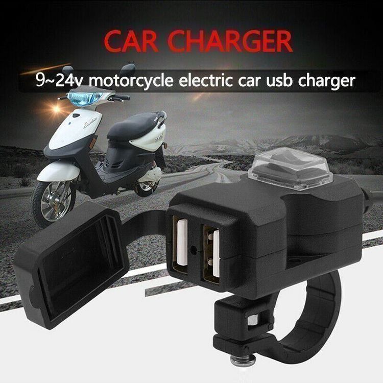 12V Motorrad Lenker Wasserdicht USB Buchse Steckdose Ladegerät Mit Schalter  NEU