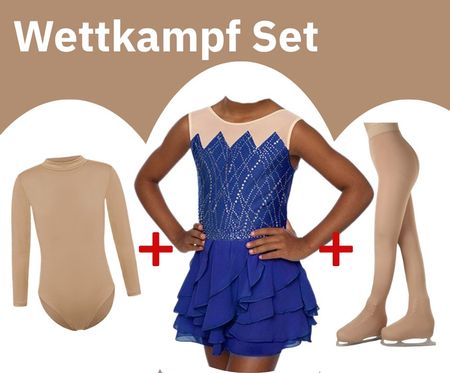 Eislauf Eiskunstlauf Set Kleid + Body + Strumpfhose
