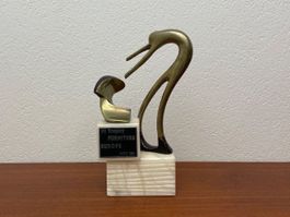 Vintage Messing Skulptur / 80s Trophy stilisierte Tänzerin