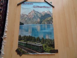 älteres Plakat Schweiz Gotthardlinien
