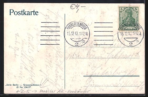 Cartoline postali: Berlin-Tiergarten, Mobiler Ansichtskarte – Usato da Berlin venduto da bartko-reher 1