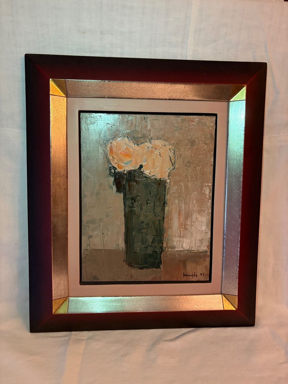 Gemälde: Tableau fleurs abstrait encadré – Gebraucht aus Vers-chez-Perrin von David.23