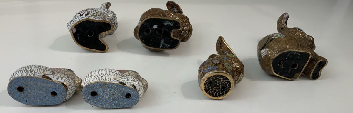 Figuren: Lot de 6 lapins cloisonnés chinois – Gebraucht aus rolle von Tontonjulot 3