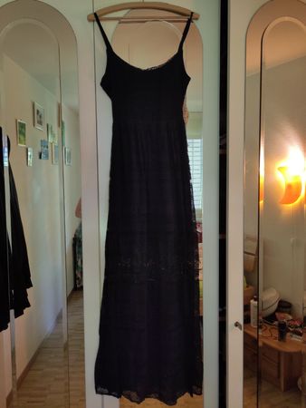 Hollister Maxikleid mit Spitze, Gr. M dunkelblau