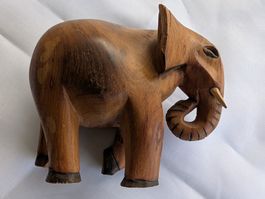 Holz Elefant Deko-Objekt, Handarbeit, 14x11 cm