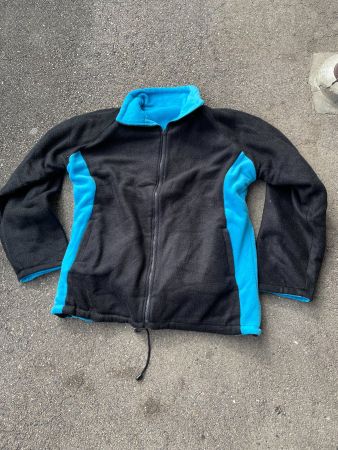 Warme Fleecejacke, Schwarz/Türkis, Grösse unbekannt