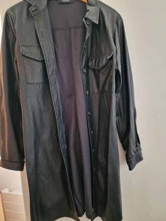 Schwarzes Lederkleid Gr. XL Kunstleder Übergangsjacke