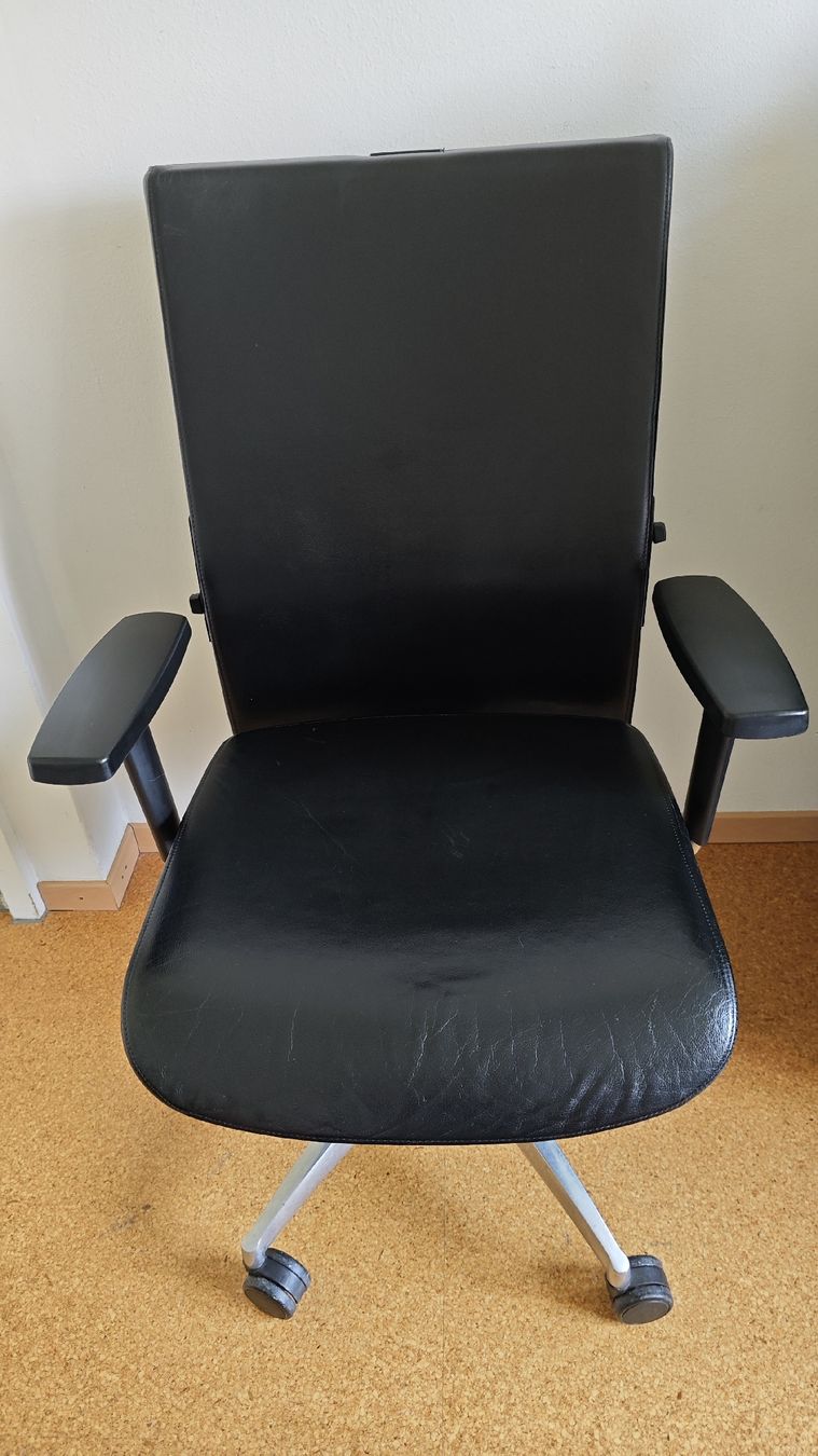 Stühle: Bürostuhl, Echt-Leder, Schwarz – Gebraucht aus Brüttisellen von leschBCS1
