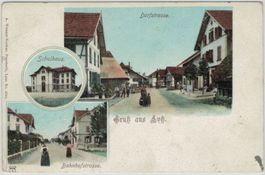 BE 92 LYSS (Lyß) 3 Bild. Schulhaus Bahnhofstr. Dorfstr. 1912