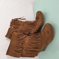 Magnifiques bottines à franges en daim - Taille 38