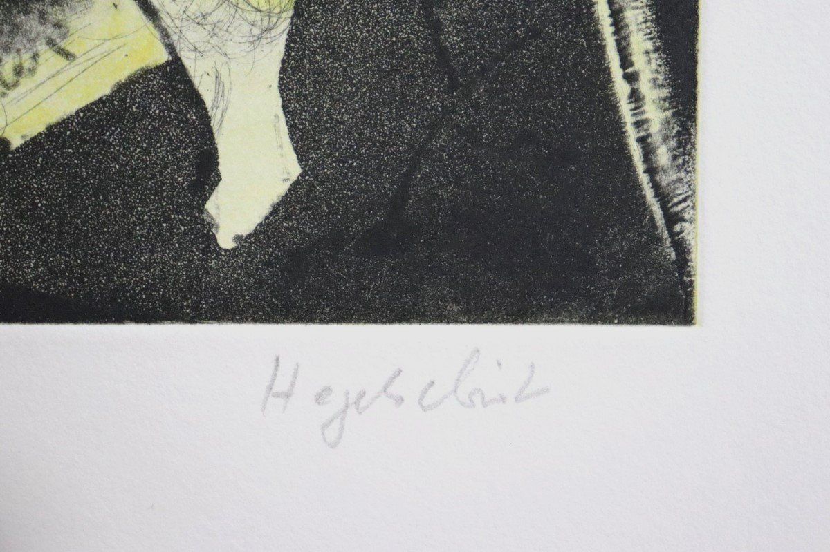 Dipinti: Max Hegetschweiler 1902-1995, Farbradierung "Engel", selten. – Usato da Zug venduto da Kunst-Fundgrube 3