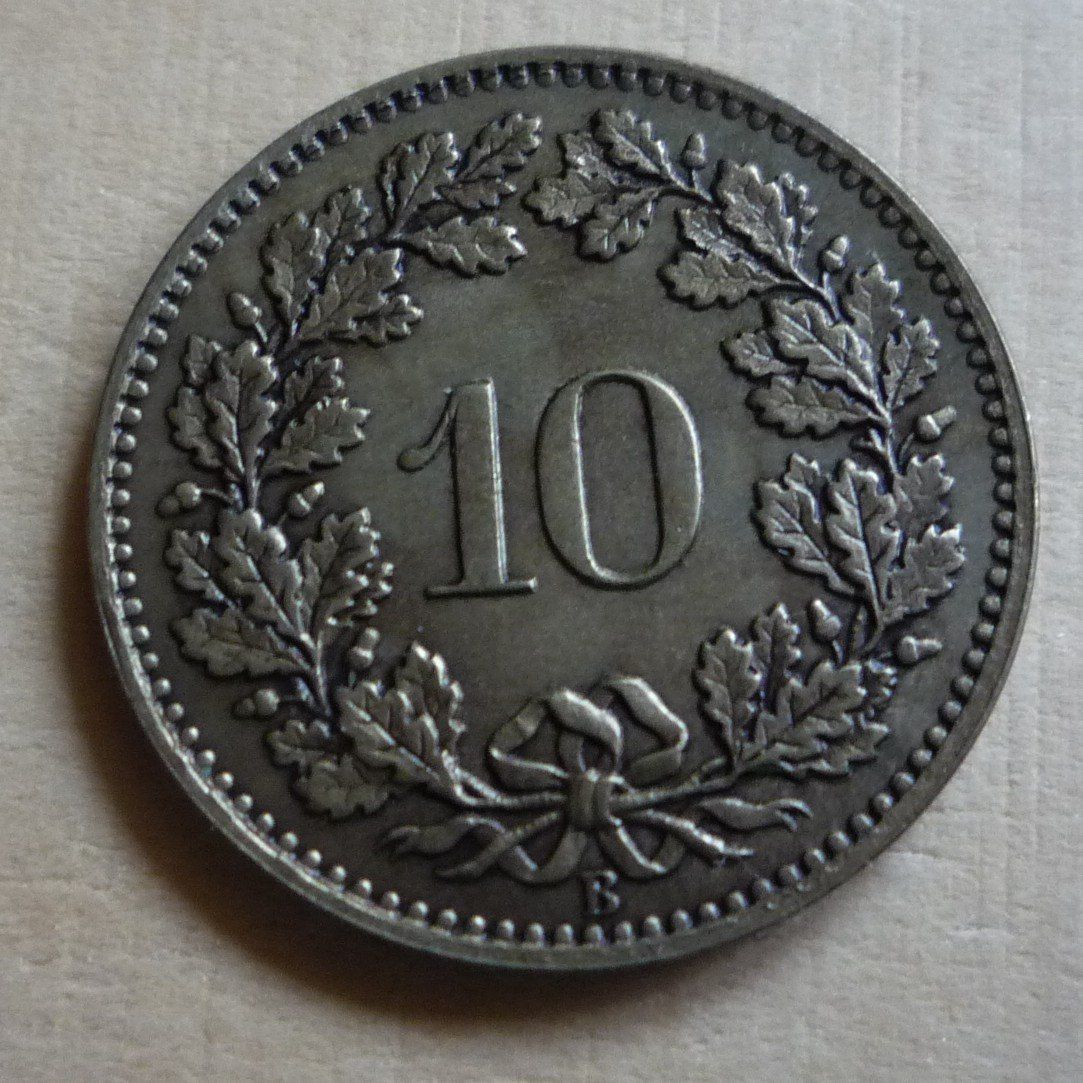 Tutti le monete: 10 Rappen 1876, stgl, Kat. 225.-- – Usato da Rieden SG venduto da Sammelfreund 1