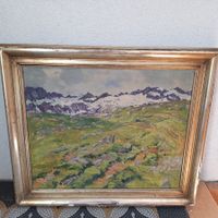 Grosses Gemälde, schöner Wanderweg, gebrauchter Rahmen