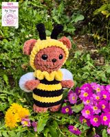 Handgehäkeltes Bärchen im Bienenkostüm