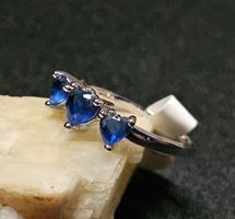 Zarter Ring mit blauem Zirkonia, 925 versilbert, Gr.7