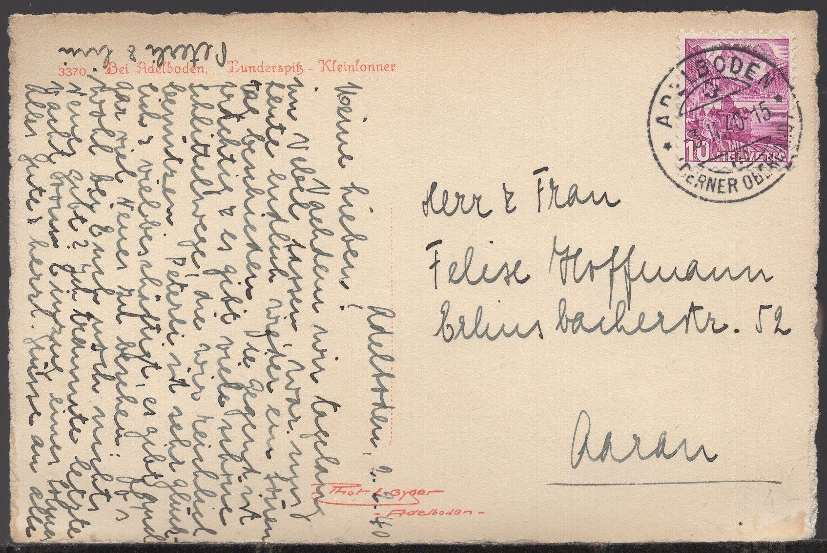 Cartes postales: Adelboden   Bunderspitz    1940 – D'occasion à Aarau par kufi44 1