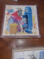 Puzzle en bois vintage MULTIPUZZLE 4 x 15 pièces 🧩🕰️🐐