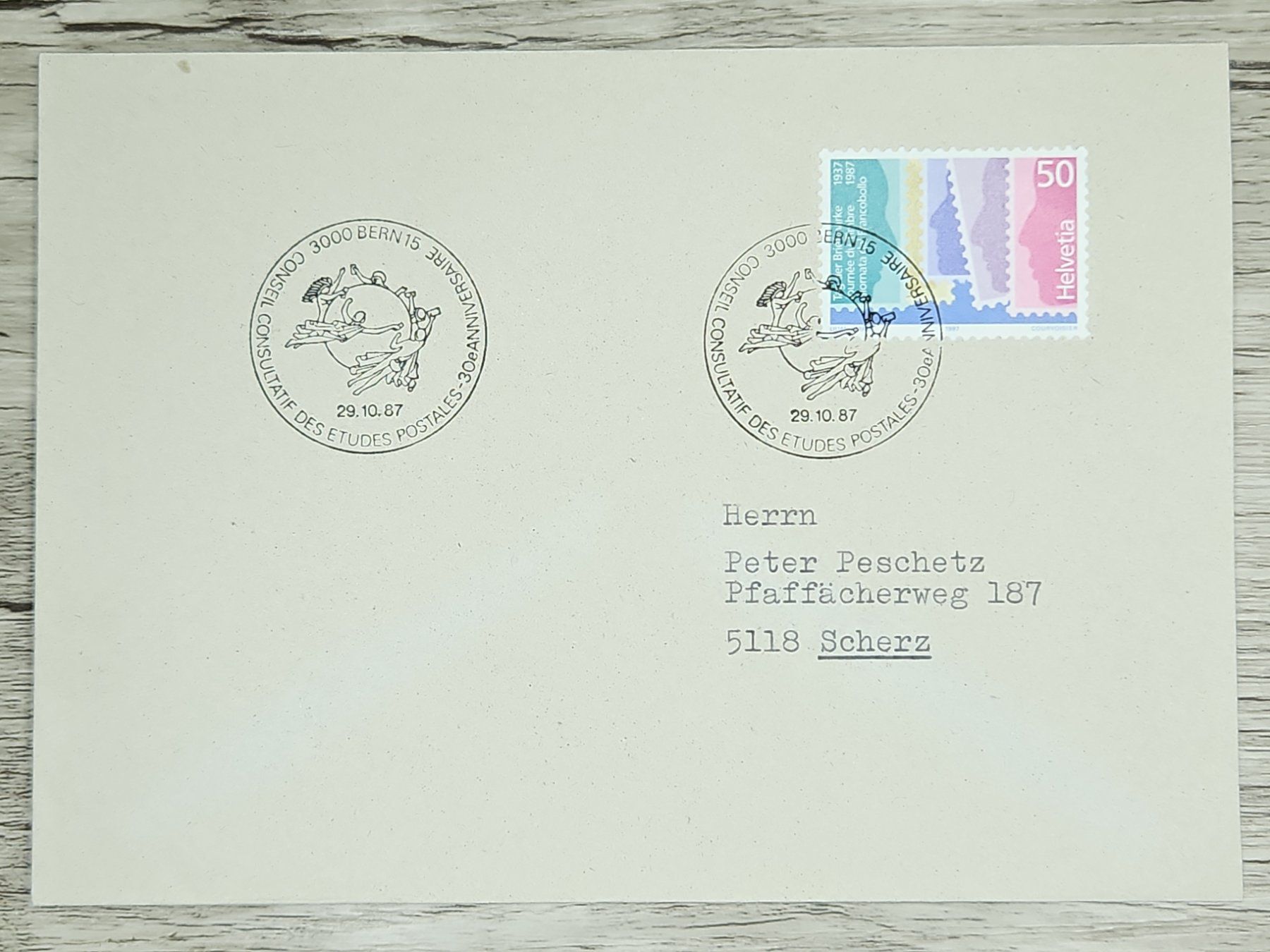 Tutti i francobolli: CL02 Enveloppe + Timbre Suisse 1987 – Usato da Cousset venduto da Patrick_Collections
