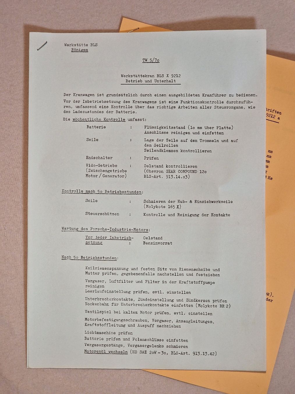 Documents: Originalakten | BLS-Kran – D'occasion à Konolfingen par Nostalgiker