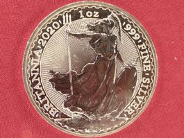 1 Unze Silber, Britannia 2020, Feinsilber 999, Elisabeth II
