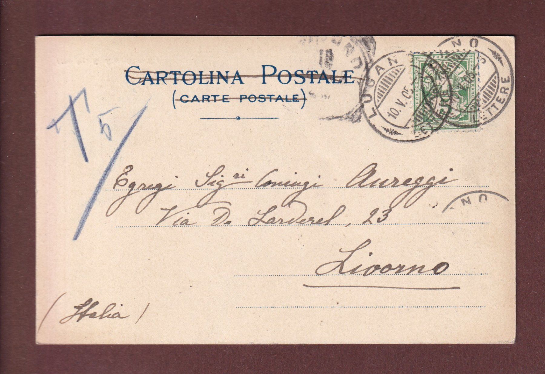 Ansichtskarten: LUGANO - Punta di Cassarate - 1905 – Gebraucht aus Pully von nicecards-shop 1