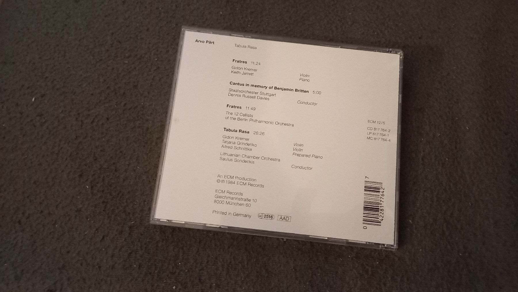 CDs: Arvo Pärt- Tabula Rasa CD  – Gebraucht aus Olten von Donatello1984 1