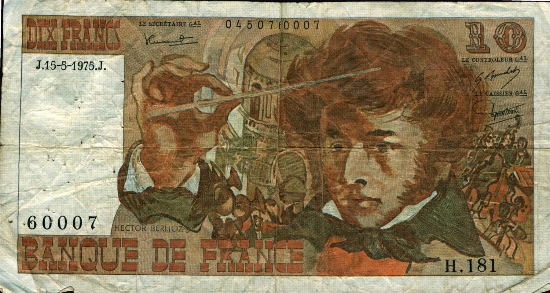 Banconote: 10 Francs 1975 Frankreich – Usato da Zuzwil SG venduto da Pawnbroker