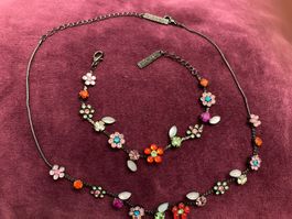 PHANTASYA vintage Blümchen Halskette mit Armband ungetragen