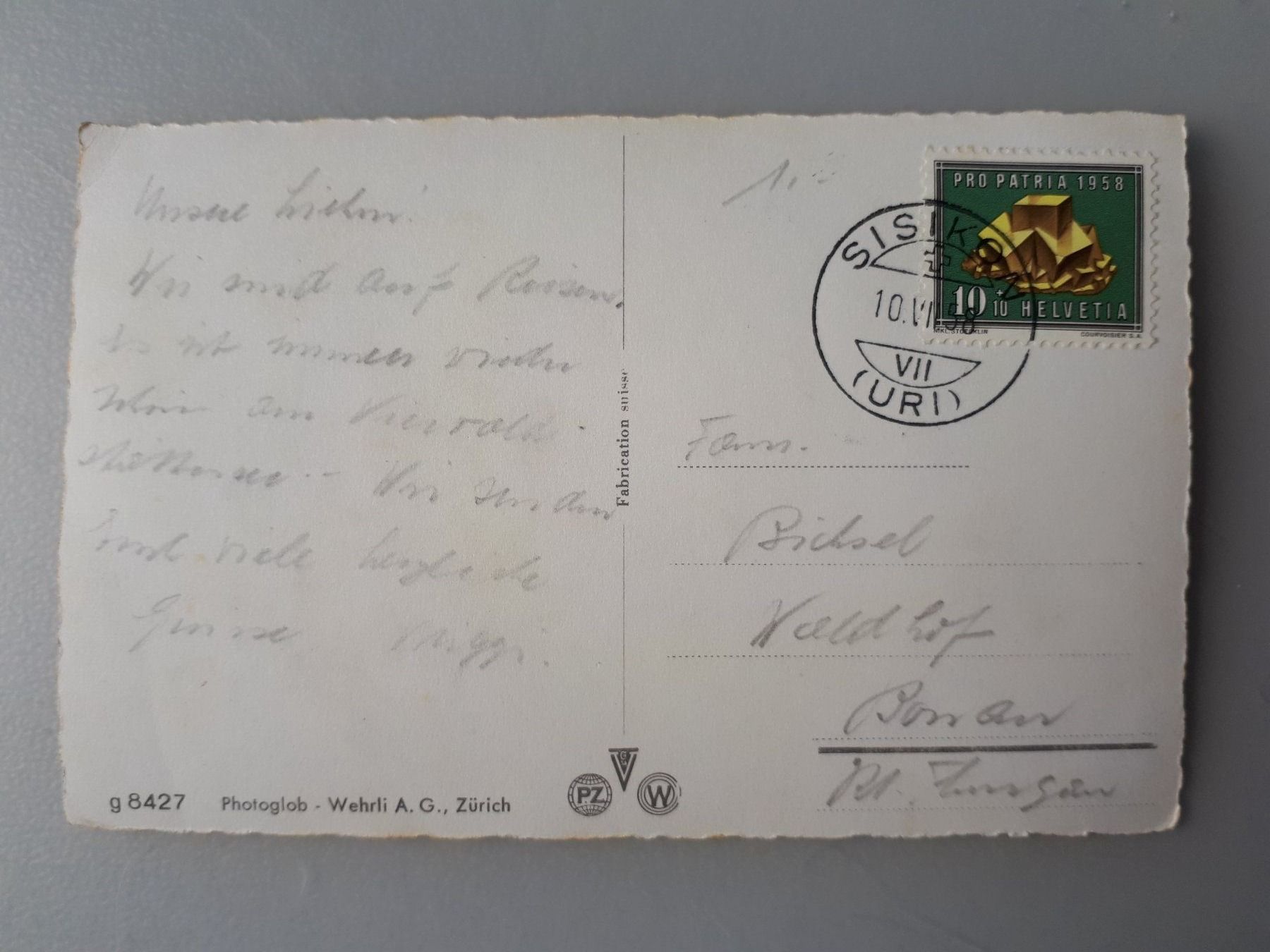 Cartoline postali: Postkarte Sisikon  mit Urirotstock 1958 – Usato da Seewen SZ venduto da SuperpumaDisplayTeam 1