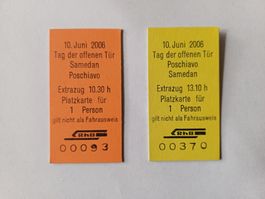 Spezialbillette RhB Rhätische Bahn TdoT Samedan / Poschiavo