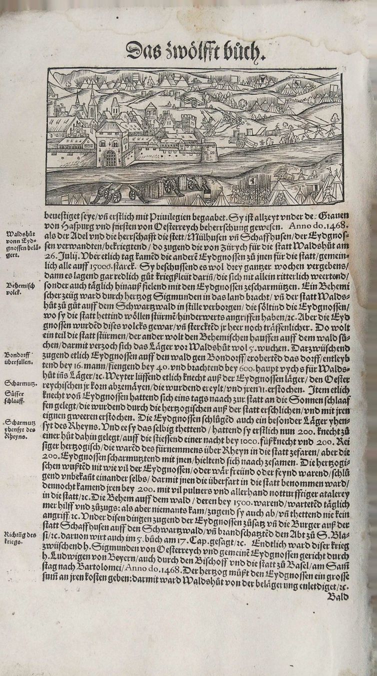 Incisioni: Waldshut Holzschnitt von Stumpf 1548 – Usato da Rafz venduto da Helvet32