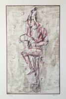 Kurt Steinel   "Balance-Akt auf dem Rad"  Lithographie